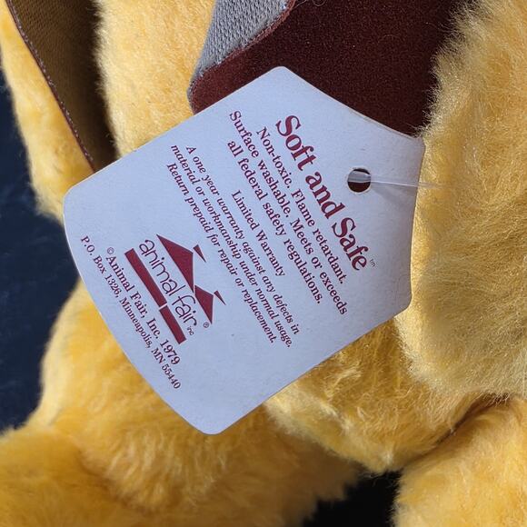 1979 Animal Fair Aarty Ardvark 15" Plush Yellow Red Vest W/Tags Vintage #1 - Picture 9 of 16